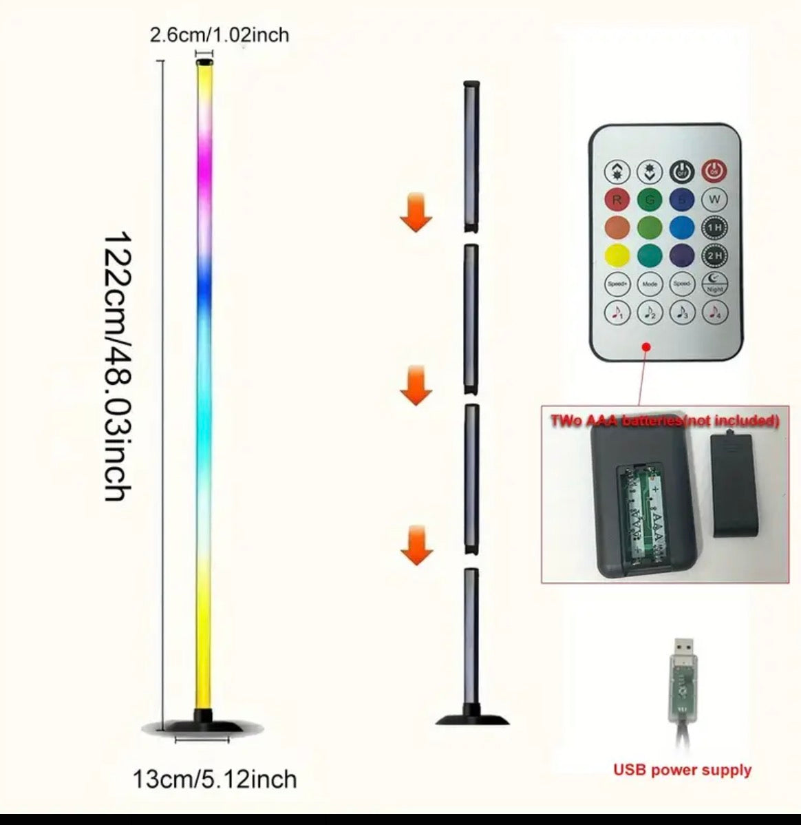 LED Bodenlampe mit Fernbedienung